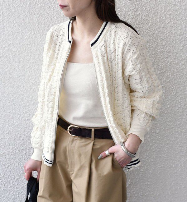 SHIPS Colors 「《予約》SHIPS Colors:〈手洗い可能〉柄編み ジップ カーディガン◆」|カーディガン|