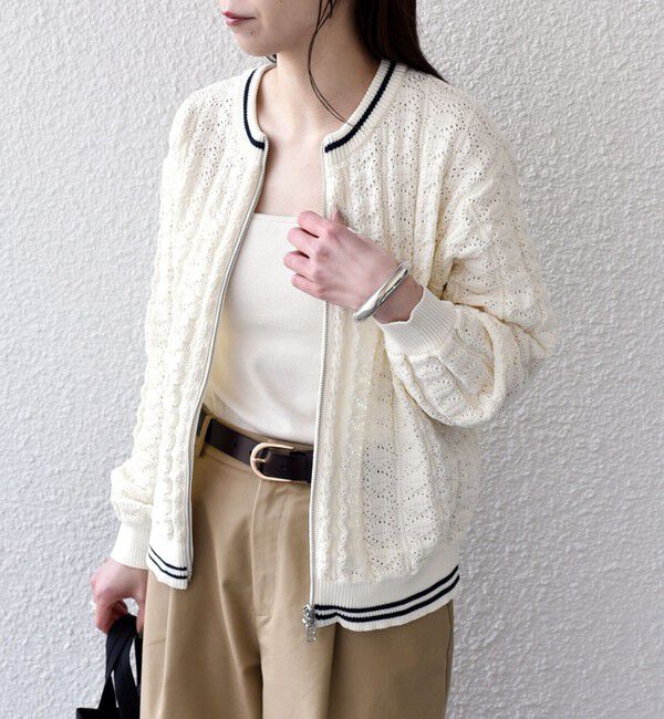 SHIPS Colors 「《予約》SHIPS Colors:〈手洗い可能〉柄編み ジップ カーディガン◆」|カーディガン|