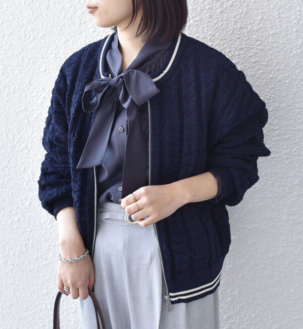 SHIPS Colors 「《予約》SHIPS Colors:〈手洗い可能〉柄編み ジップ カーディガン◆」|カーディガン|