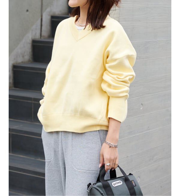 OUTDOOR PRODUCTS Usual Things「≪予約≫スウェットライクVネックニットプルオーバー」|ニット・セーター|