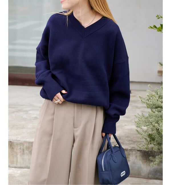 OUTDOOR PRODUCTS Usual Things「≪予約≫スウェットライクVネックニットプルオーバー」|ニット・セーター|