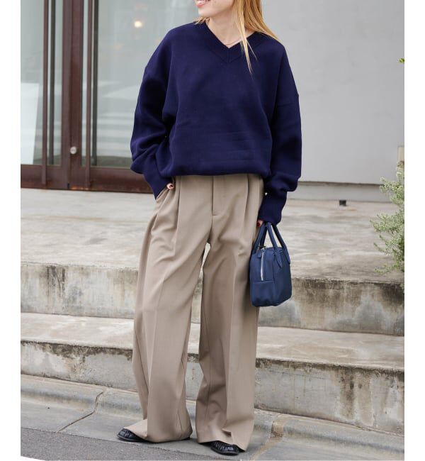 OUTDOOR PRODUCTS Usual Things「≪予約≫スウェットライクVネックニットプルオーバー」|ニット・セーター|