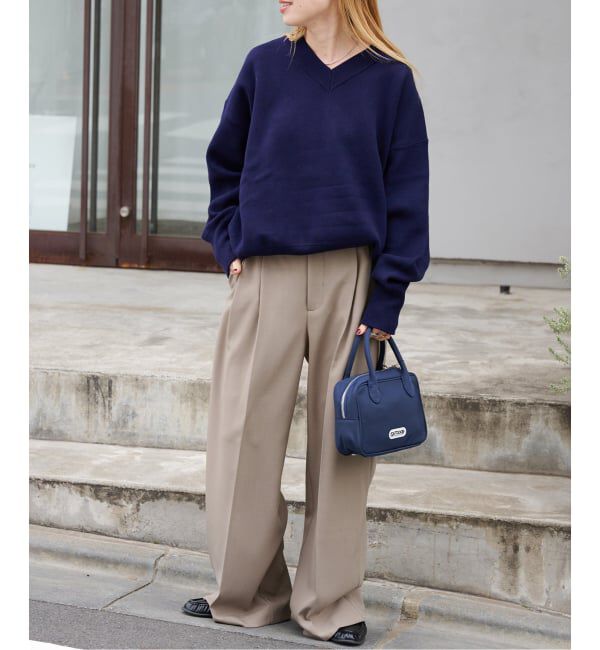 OUTDOOR PRODUCTS Usual Things「≪予約≫スウェットライクVネックニットプルオーバー」|ニット・セーター|