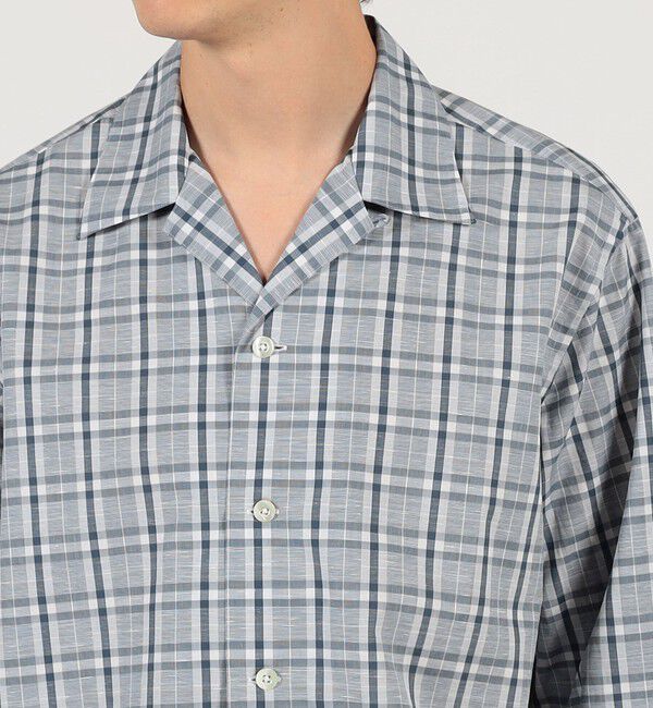 TOMORROWLAND MENS「コットンリネン オープンカラーロングスリーブ チェックシャツ ALUMO」|シャツ・ブラウス|
