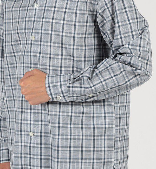 TOMORROWLAND MENS「コットンリネン オープンカラーロングスリーブ チェックシャツ ALUMO」|シャツ・ブラウス|