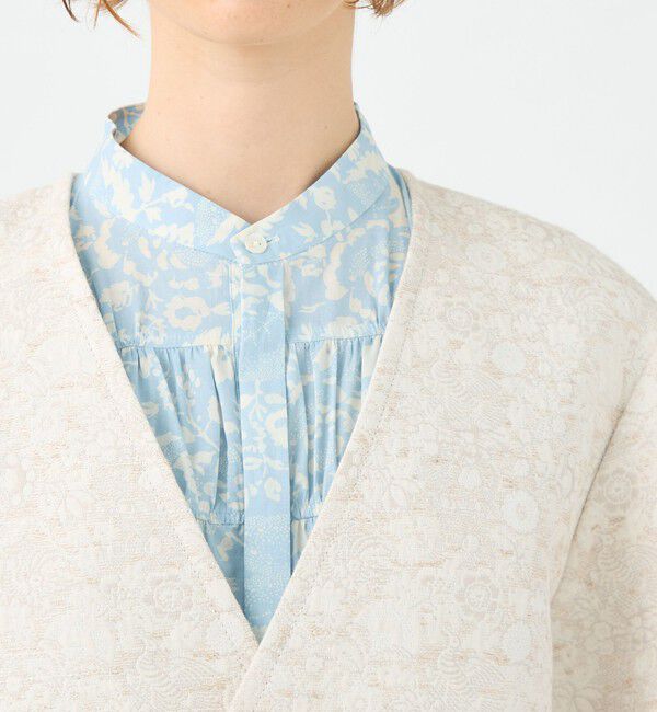 SOULEIADO「ボタニカルジャカード カラーレスジャケット」|ノーカラージャケット|