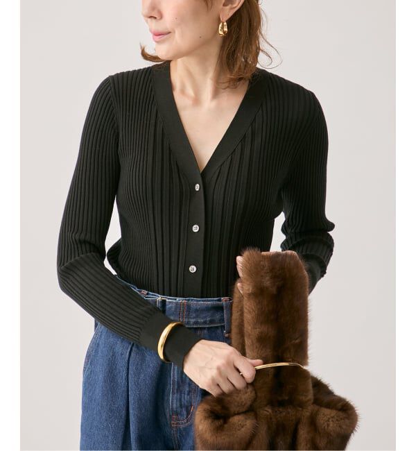 VERMEIL par iena「SLOWOOL Vネック カーディガン」|カーディガン|ブラック