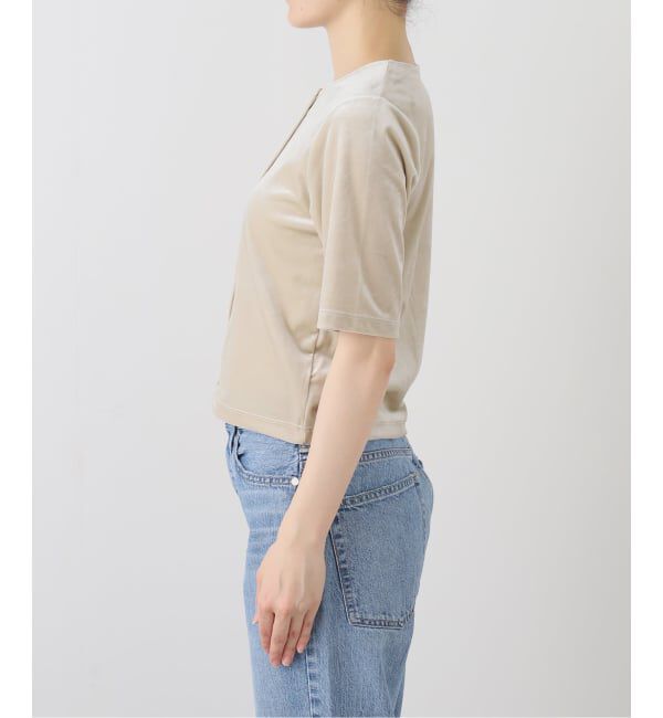 SLOBE IENA「ベロアスナップ5分袖カーディガン」|カーディガン|