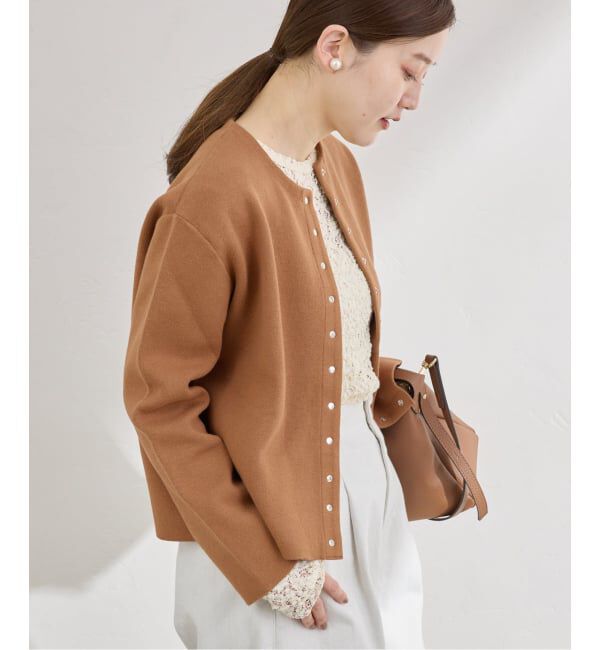 IENA「《追加2》ダブルフェイススナップカーディガン」|カーディガン|