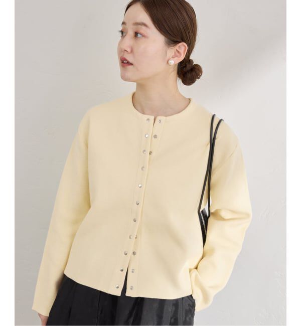 IENA「《追加2》ダブルフェイススナップカーディガン」|カーディガン|