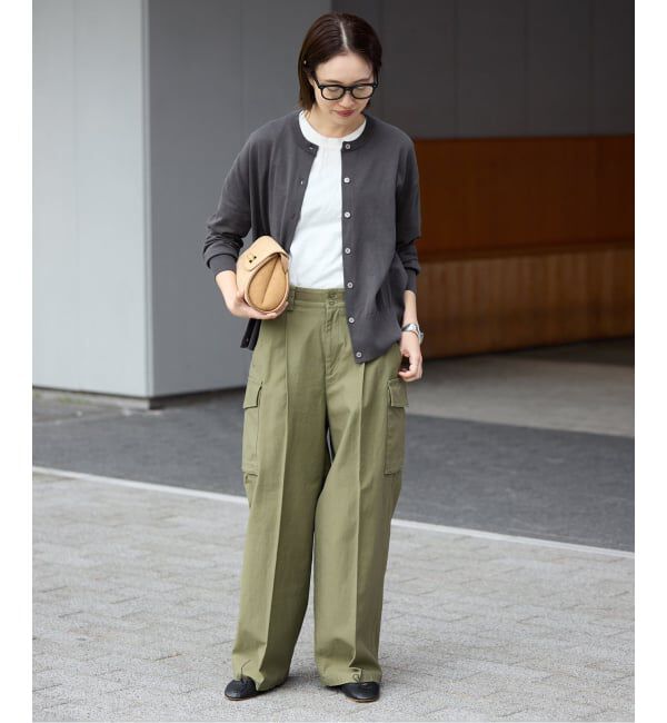 SLOBE IENA「《シリーズあり/予約》コットンキュプラクルーネックカーディガン」|カーディガン|