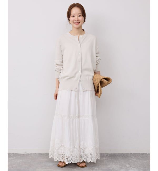 SLOBE IENA「《シリーズあり/予約》コットンキュプラクルーネックカーディガン」|カーディガン|