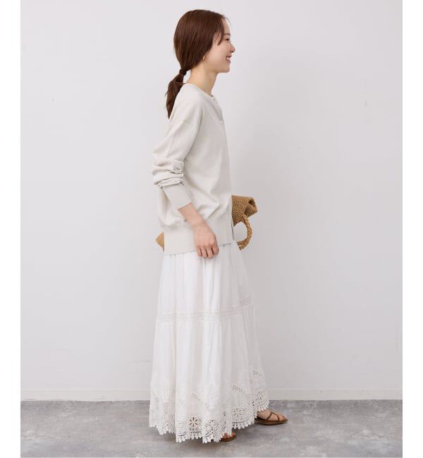 SLOBE IENA「《シリーズあり/予約》コットンキュプラクルーネックカーディガン」|カーディガン|