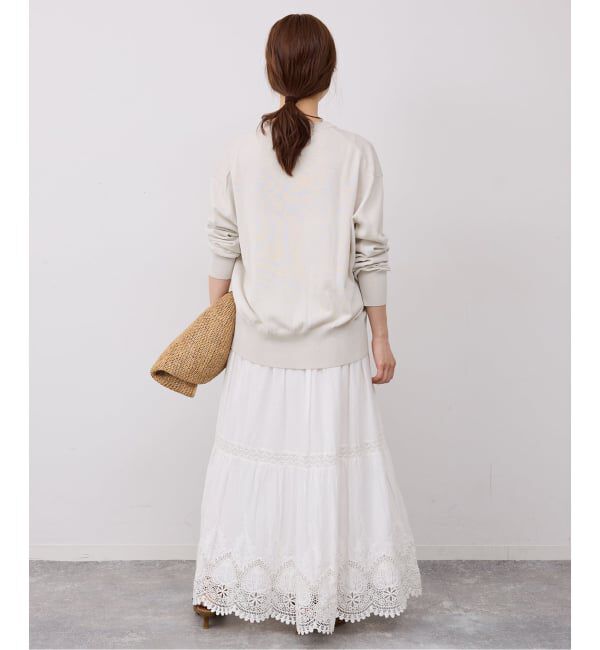 SLOBE IENA「《シリーズあり/予約》コットンキュプラクルーネックカーディガン」|カーディガン|