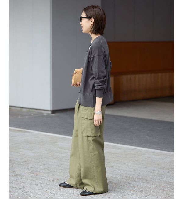 SLOBE IENA「《シリーズあり/予約》コットンキュプラクルーネックカーディガン」|カーディガン|