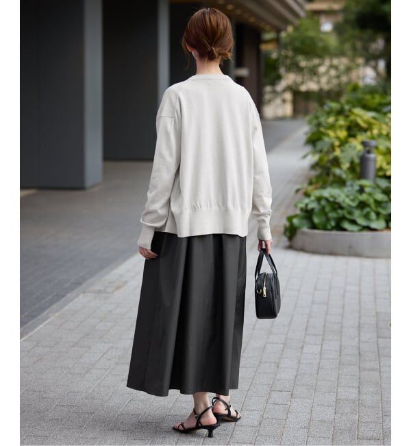 SLOBE IENA「《シリーズあり/予約》コットンキュプラクルーネックカーディガン」|カーディガン|