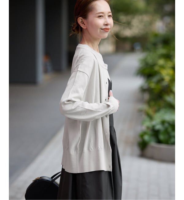 SLOBE IENA「《シリーズあり/予約》コットンキュプラクルーネックカーディガン」|カーディガン|