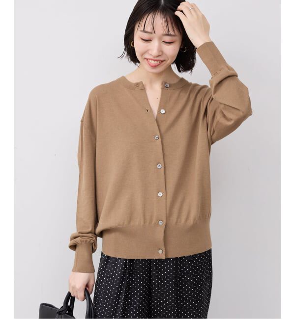 SLOBE IENA「《シリーズあり/予約》コットンキュプラクルーネックカーディガン」|カーディガン|