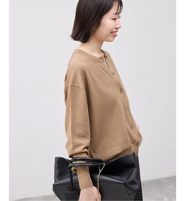 SLOBE IENA「《シリーズあり/予約》コットンキュプラクルーネックカーディガン」|カーディガン|