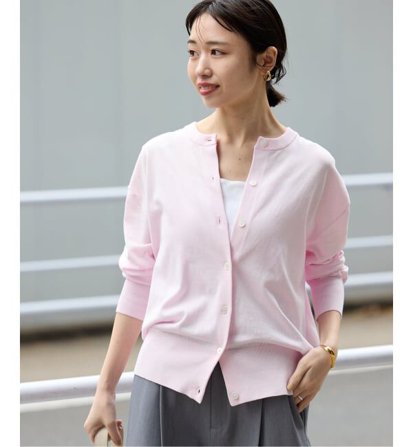 SLOBE IENA「《シリーズあり/予約》コットンキュプラクルーネックカーディガン」|カーディガン|