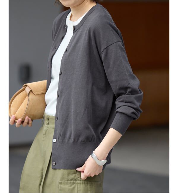 SLOBE IENA「《シリーズあり/予約》コットンキュプラクルーネックカーディガン」|カーディガン|