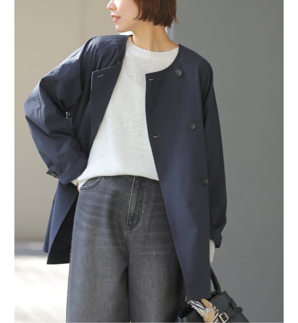 JOURNAL STANDARD relume「《予約》［26SS新作 / 洗濯機洗い可］ノーカラートレンチコート」|トレンチコート|ネイビー