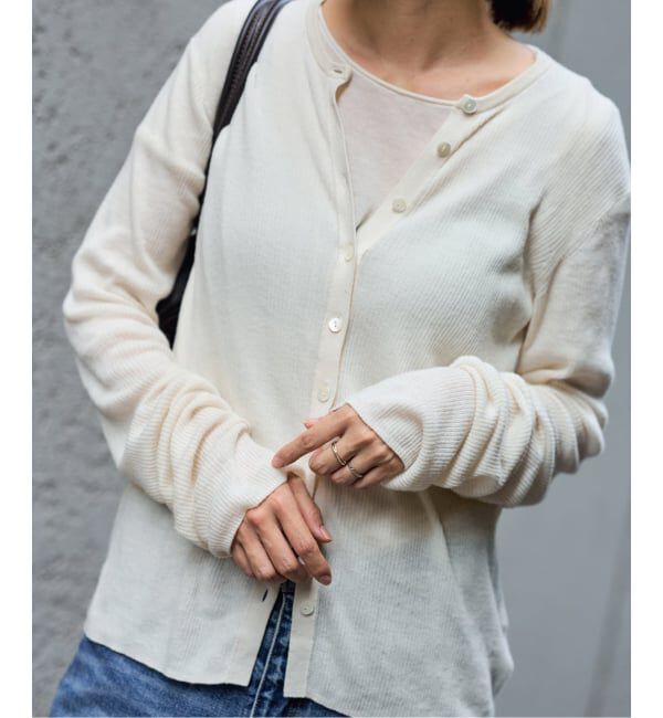 FRAMeWORK「≪追加≫スイビコットンリブカーディガン」|カーディガン|ナチュラル