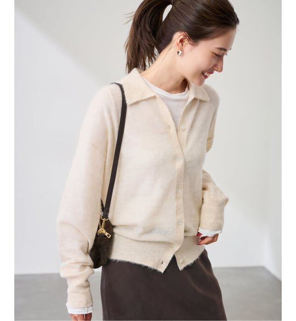 FRAMeWORK「シアーシャギー衿付きカーディガン」|カーディガン|