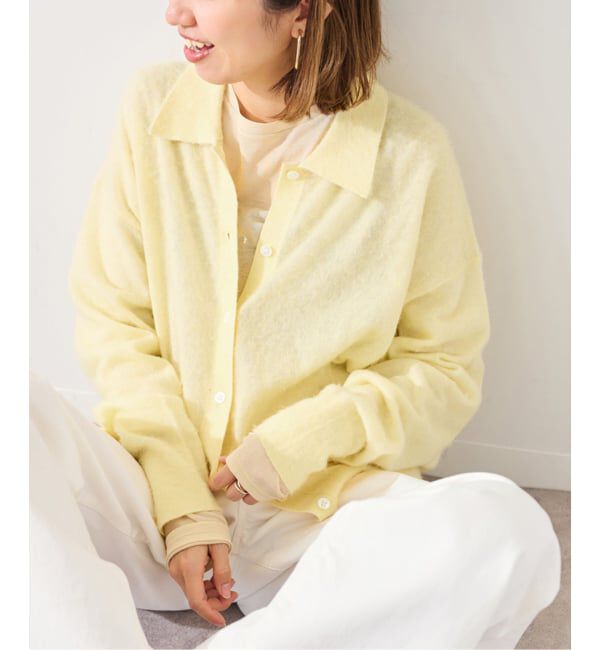 FRAMeWORK「シアーシャギー衿付きカーディガン」|カーディガン|イエロー