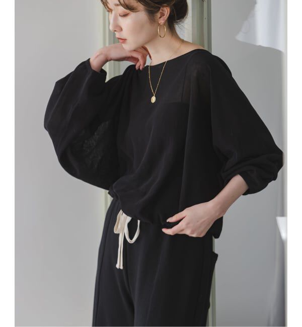 NOBLE「《予約》ワイドスリーブ ショートプルオーバー」|ニット・セーター|ブラック