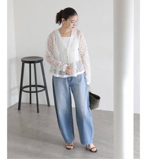  「《予約》【洗える】フラワーレースカーディガン」|カーディガン|