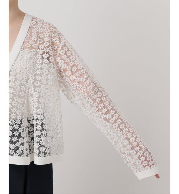  「《予約》【洗える】フラワーレースカーディガン」|カーディガン|