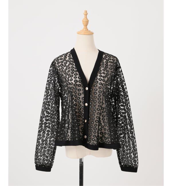  「《予約》【洗える】フラワーレースカーディガン」|カーディガン|