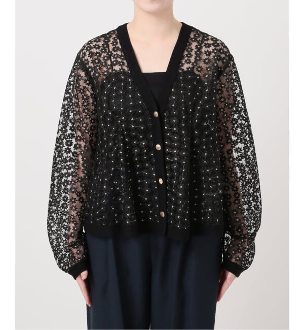  「《予約》【洗える】フラワーレースカーディガン」|カーディガン|