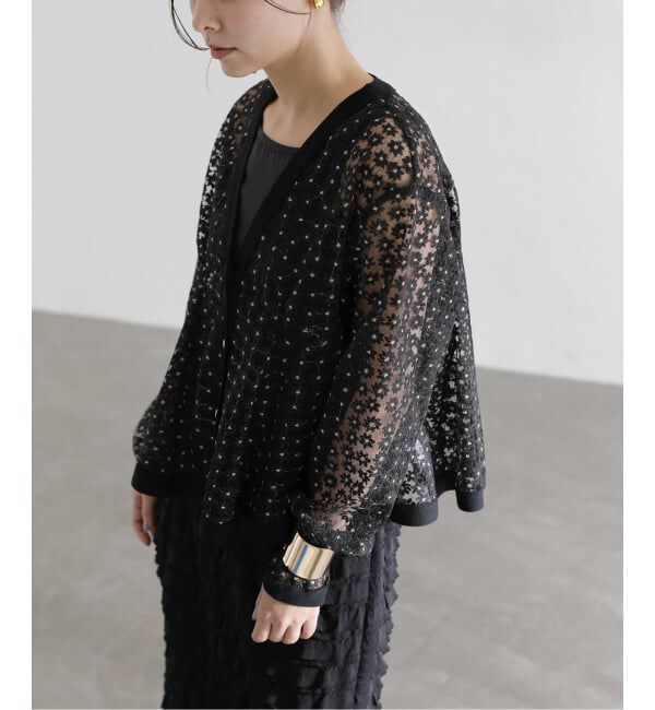  「《予約》【洗える】フラワーレースカーディガン」|カーディガン|