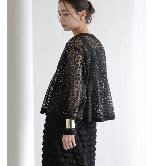  「《予約》【洗える】フラワーレースカーディガン」|カーディガン|