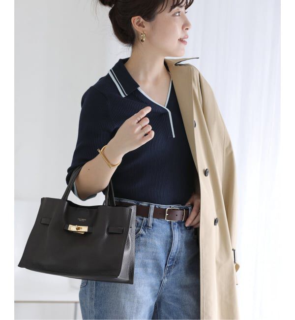  「《予約》【洗える】バイカラーポロ襟ニット」|ニット・セーター|