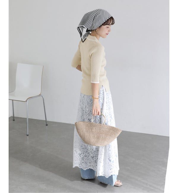  「《予約》【洗える】バイカラーポロ襟ニット」|ニット・セーター|