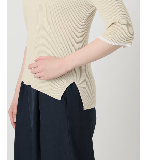  「《予約》【洗える】バイカラーポロ襟ニット」|ニット・セーター|