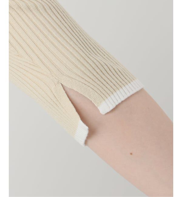  「《予約》【洗える】バイカラーポロ襟ニット」|ニット・セーター|