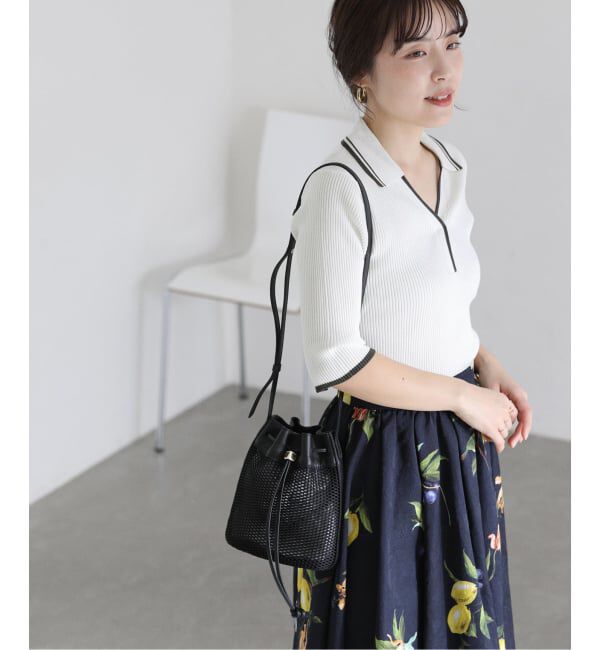  「《予約》【洗える】バイカラーポロ襟ニット」|ニット・セーター|