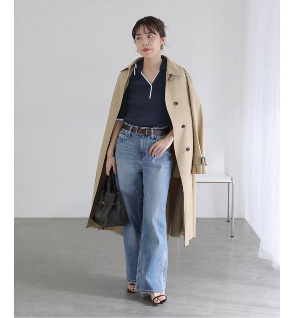  「《予約》【洗える】バイカラーポロ襟ニット」|ニット・セーター|