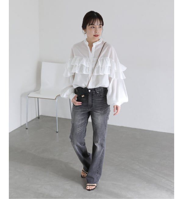  「《予約》【洗える】ダブルフリルシャツ」|シャツ・ブラウス|