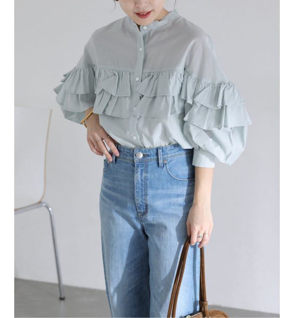  「《予約》【洗える】ダブルフリルシャツ」|シャツ・ブラウス|