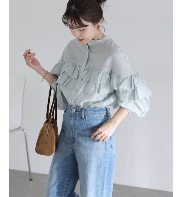  「《予約》【洗える】ダブルフリルシャツ」|シャツ・ブラウス|