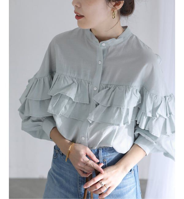  「《予約》【洗える】ダブルフリルシャツ」|シャツ・ブラウス|