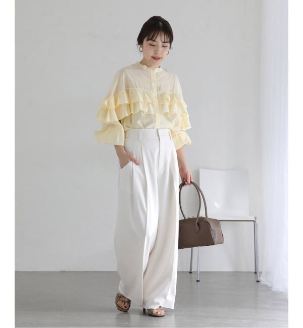  「《予約》【洗える】ダブルフリルシャツ」|シャツ・ブラウス|