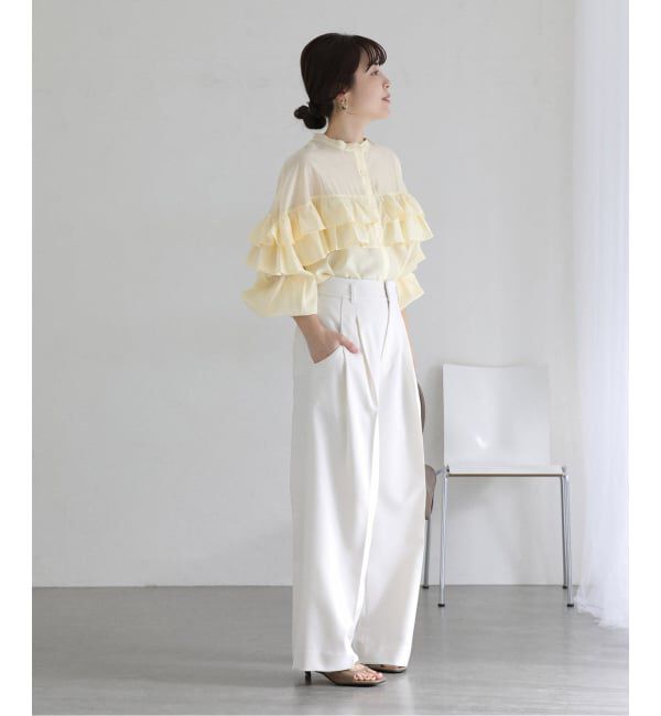  「《予約》【洗える】ダブルフリルシャツ」|シャツ・ブラウス|