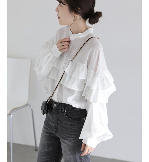  「《予約》【洗える】ダブルフリルシャツ」|シャツ・ブラウス|