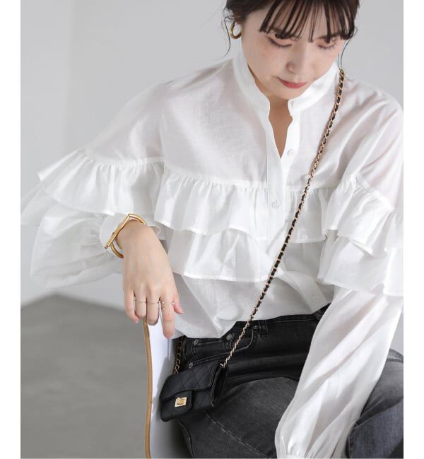  「《予約》【洗える】ダブルフリルシャツ」|シャツ・ブラウス|